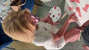 All Natural Big Tits MILF Painter Enjoys Model’s Masturbation