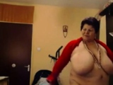 Big-Titted BBW Granny Dances on Webcam