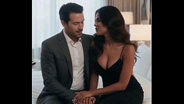 Beautiful busty MILF seduces her coworker into riding his big cock – AI-generated content