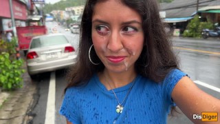 Step sister lost the game and had to go outside with cum on her face – Cumwalk