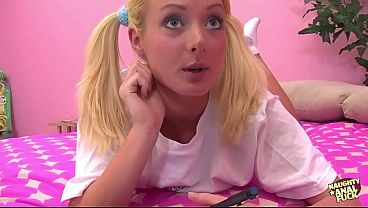 An 18-year-old lemon blonde romantically envisions engaging in doggy style anal intercourse with her lover.