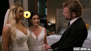 Hot lesbian brides Megan Mistakes and hot Cyber Doll gets fucked so big tits MILF enjoyed rough threesome